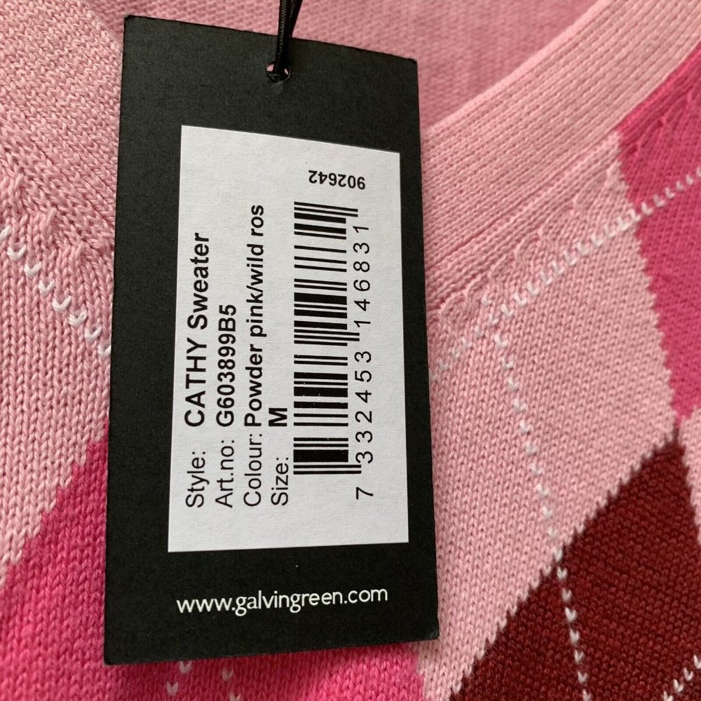 Galvin Green Women's Cathy Sweater Golf Jumper Size Medium Pink NEW Argyle - Picture 4 of 10